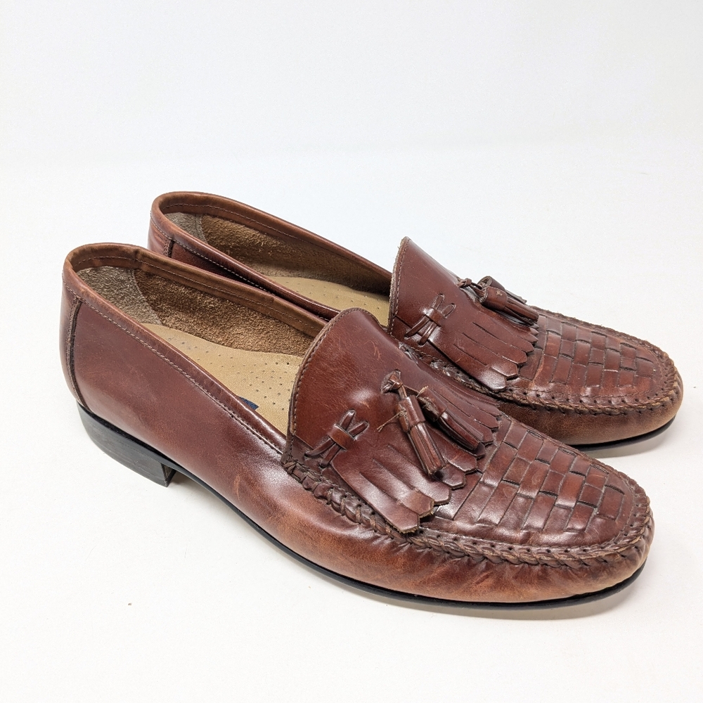 Giorgio Brutini "Dallas" Loafers Mens Size 10 M Leather Kiltie Tassels Weave